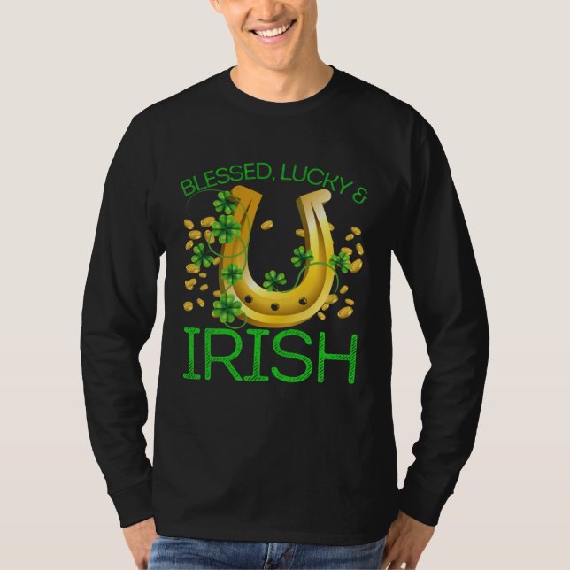 Blessed Lucky & Irish Men Women Kids Patricks Day  T-Shirt (Front)