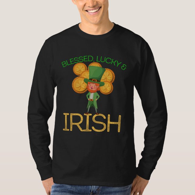Blessed Lucky & Irish Men Women Kids Patricks Day  T-Shirt (Front)