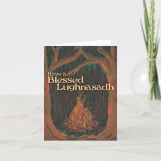 Blessed Lughnasadh Oil Pastel Bonfire Card
