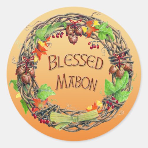 Blessed Mabon Wreath Classic Round Sticker