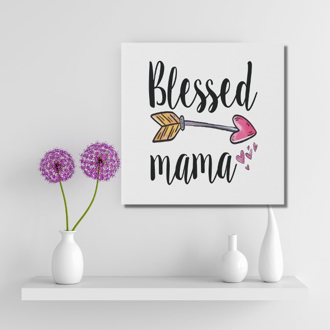 Blessed Mama Arrow Hearts Boho Faux Canvas Print (Creator Uploaded)
