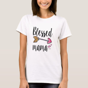 Blessed Mama Arrow Pink Hearts Gift for Mom T-Shirt