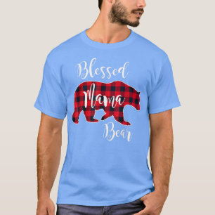Blessed Mama Bear Buffalo Check Plaid Pattern Mom T-Shirt