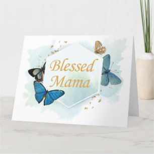 Blessed Mama: Colorful Watercolor Butterfly Proud Letterpress Thank You Card