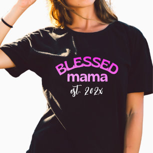 Blessed Mama Established Year Gradient Pink T-Shirt