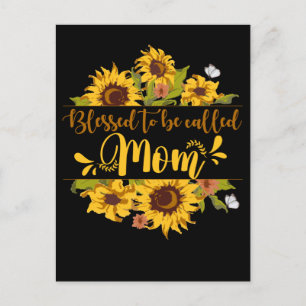 Blessed Mama Family Mother's Day Sunflower Mom Postcard
