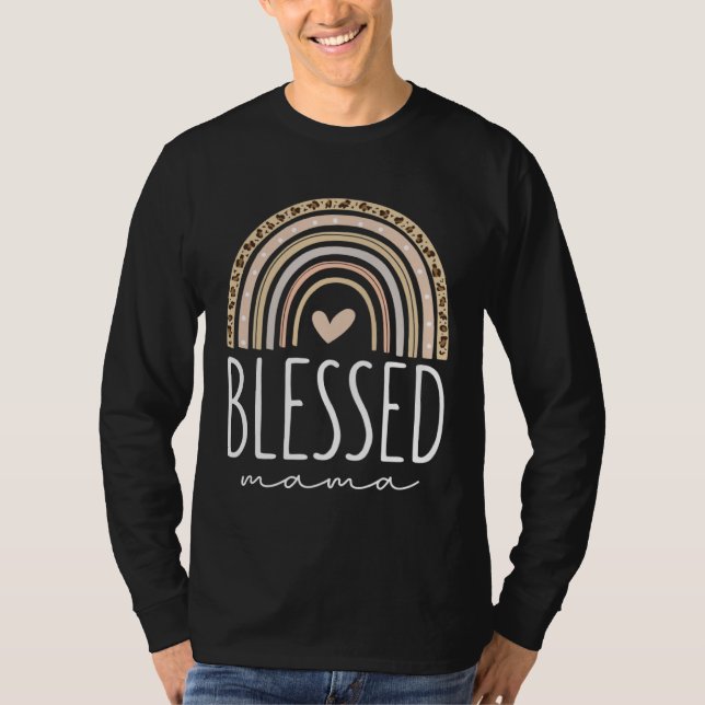 Blessed Mama  Leopard Rainbow T-Shirt (Front)