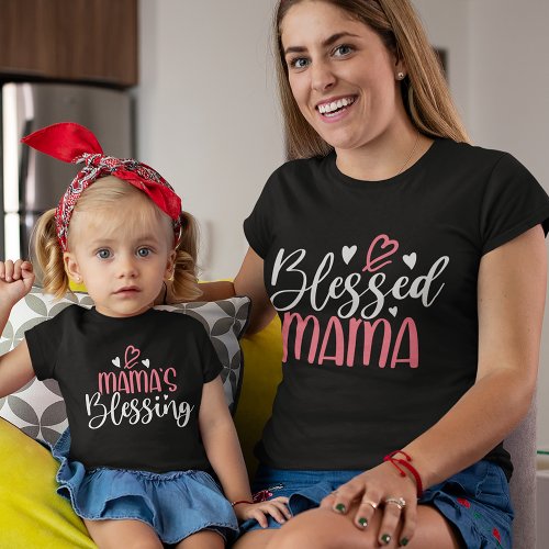 Blessed Mama Matching Parent  Kid Mom T_Shirt