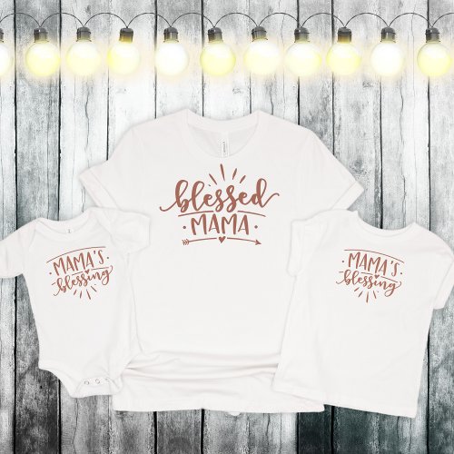 Blessed Mama Mommy and Me Customizable Color T_Shirt