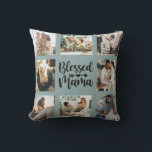 Blessed Mama Mother's Day Family Photo Collage  Throw Pillow<br><div class="desc">Blessed Mama handwriting typography and eight custom family photo collage throw pillow. Makes a perfect gift for Mother's Day,  birthday,  or Christmas gift for mom. Background color can easily be changed.</div>