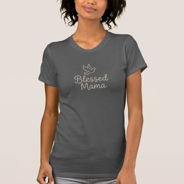 Blessed Mama Pearl Script Dove Glamorous Tri-Blend T-Shirt (Front)
