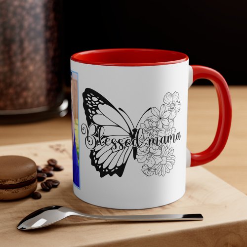 Blessed Mama _ Personalized Butterfly Mom Mug