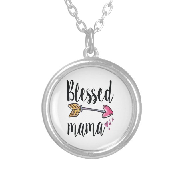Blessed Mama Silver Plated Necklace (Front)