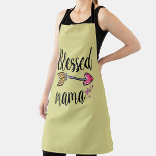 Blessed Mama with Arrow and Hearts Yellow  Apron