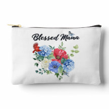 Blessed Mama with Red/White/Blue Flowers & Birds