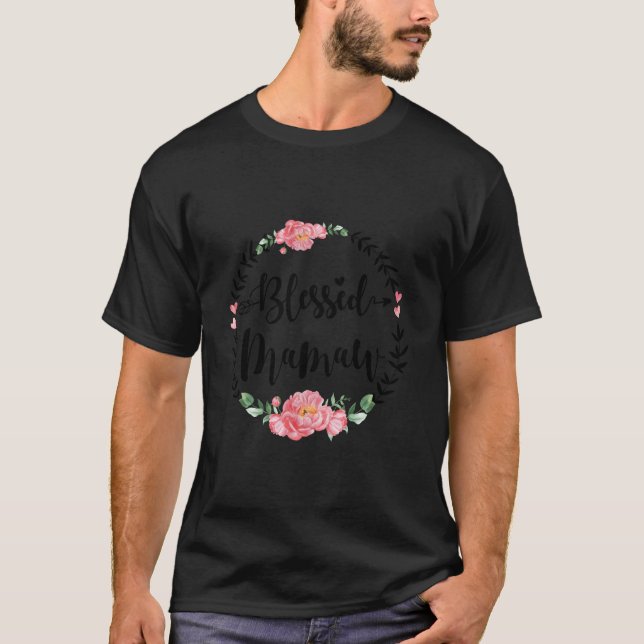 Blessed Mamaw Flower Mamaw T-Shirt (Front)