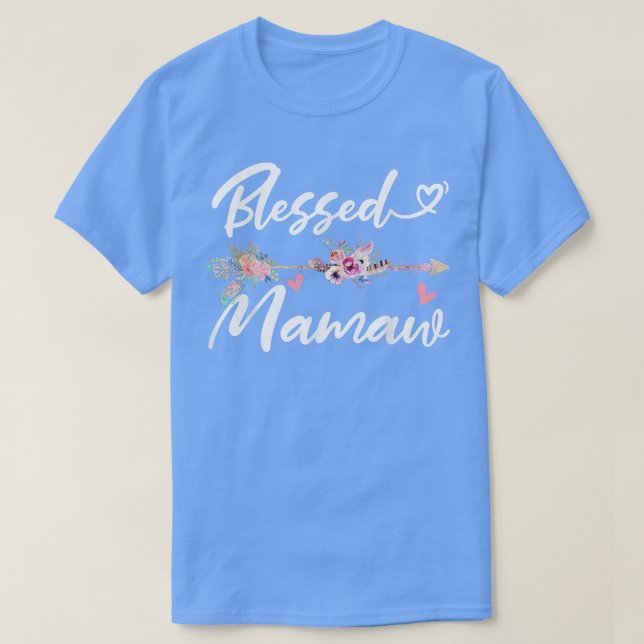 Blessed Mamaw  Funny Greatful Flower Family Grandm T-Shirt (Design Front)