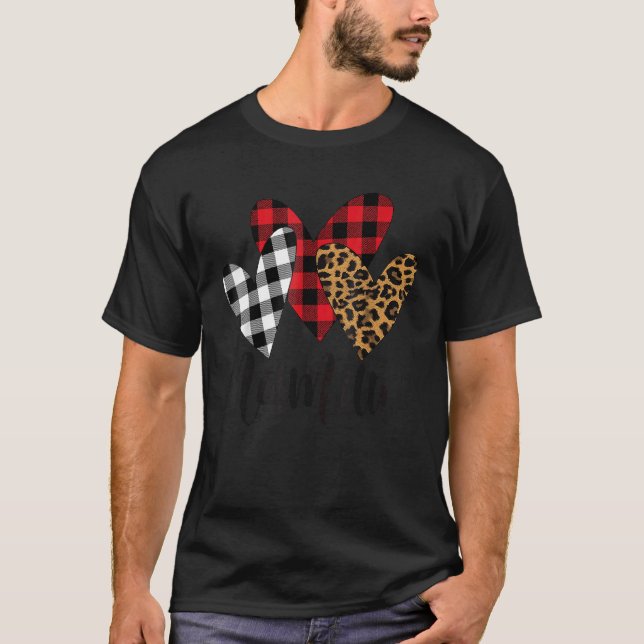 Blessed mamaw leopard Buffalo Plaid mamaw   T-Shirt (Front)
