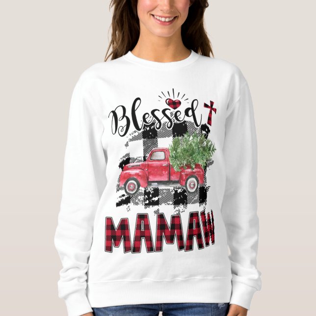 Blessed Mamaw Red-plaid Christmas Sweatshirt (Front)