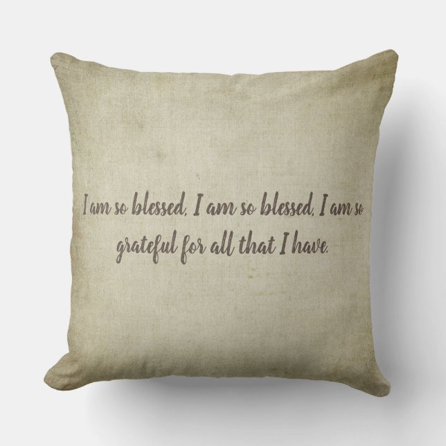 Blessed Mantra With Customizable Text Throw Pillow (Front)
