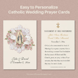 Blessed Mary  Catholic  Wedding Favor Card 