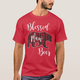 Blessed Maw Bear Red Tartan Plaid Pattern Mama Mot T-Shirt