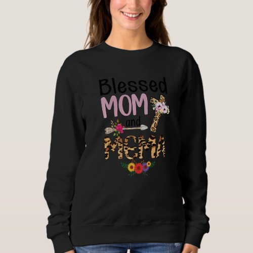 Blessed Mema Leopard Womens Floral Mema Mothers Da Sweatshirt