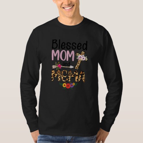 Blessed Mema Leopard Womens Floral Mema Mothers Da T_Shirt