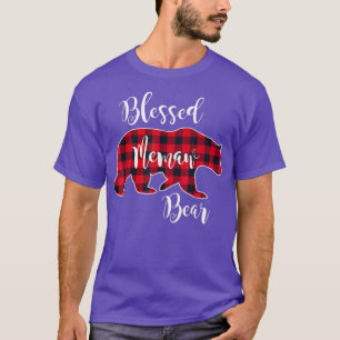 Blessed Memaw Bear Red Buffalo Check Plaid Fun Gra T-Shirt