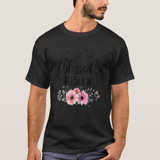 Blessed Memaw  For Women Floral Decoration Mothers T-Shirt (Front)