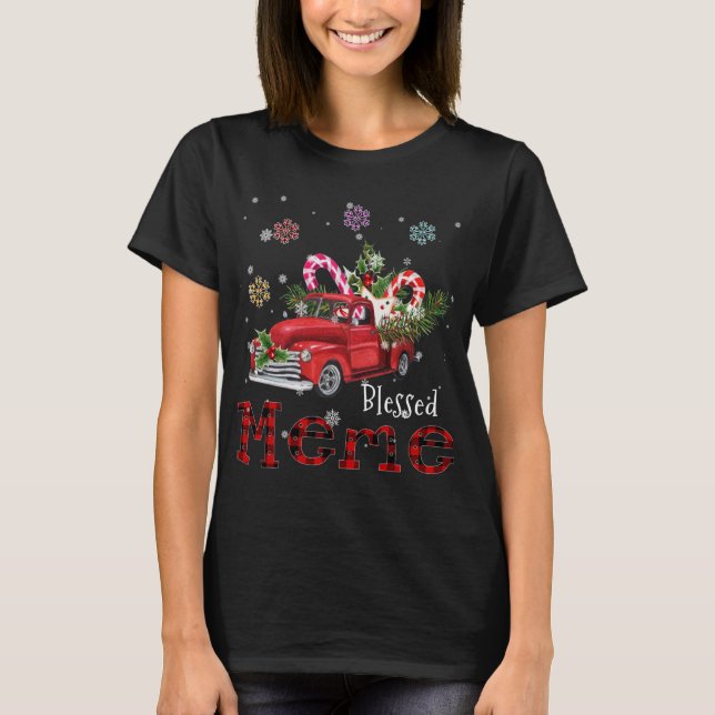 Blessed Meme Christmas Red Truck Gift For Grandma T-Shirt (Front)