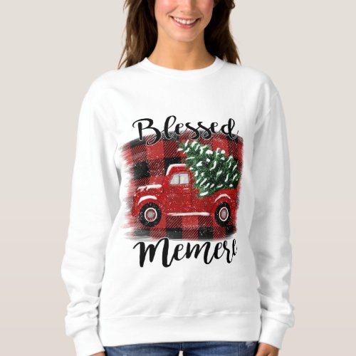 Blessed Memere Red Truck Vintage Christmas Tree Sweatshirt