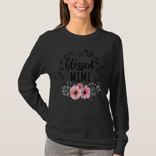 Blessed Mimi  For Women Floral Decoration Mothers  T_Shirt