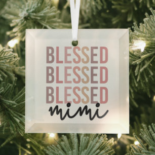 Blessed Mimi   Gifts for Mimi Grandma Glass Ornament