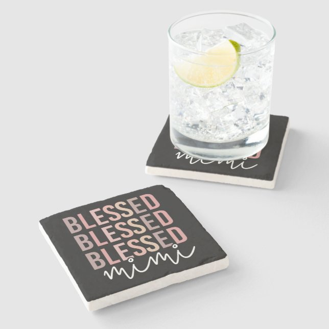 Blessed Mimi | Gifts for Mimi Grandma  Stone Coaster (Side)