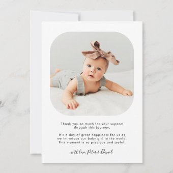 Blessed Minimalist Heart Baby Photo Birth Announcement | Zazzle
