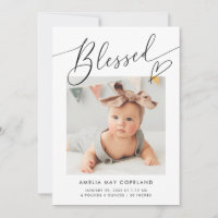 Blessed Minimalist Heart Baby Photo Birth Announcement