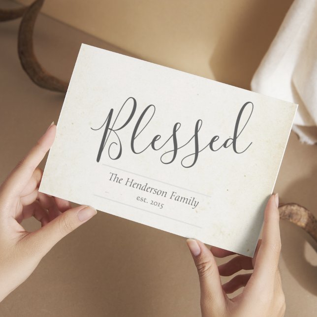Blessed Minimalist Personalized Typography Note Card (Blessed Typography Note Card)