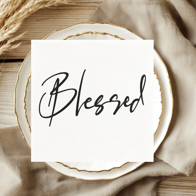 Blessed Minimalist Script Thanksgiving  Napkins (Creator Uploaded)