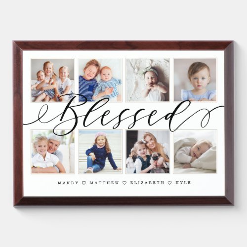 Blessed Modern Calligraphy  Family Photo Collage Award Plaque