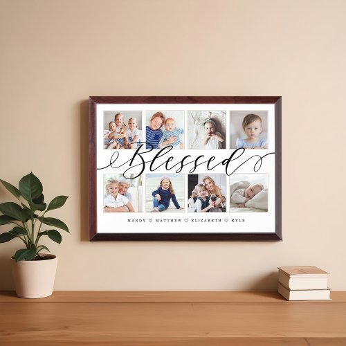 Blessed Modern Calligraphy  Family Photo Collage Award Plaque