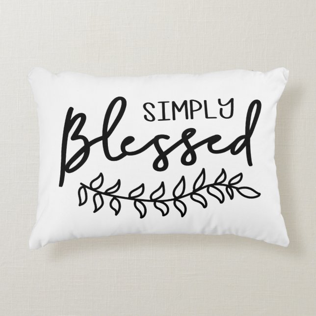 Blessed Modern Farmhouse Black White Personalized Accent Pillow (Front)