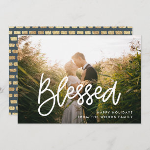 Blessed Modern Inspirational Christmas Photo Holiday Card