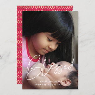 Blessed Modern Minimalist Inspirational Photo Holiday Card