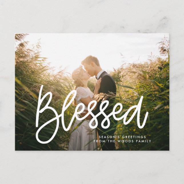 Blessed Modern photo holiday Postcard (Front)