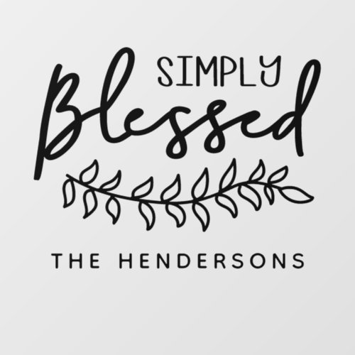 Blessed Modern Script Family Name Wall Decal