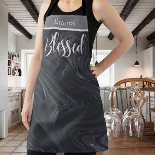 Blessed Modern Script Faux Marble Personalized Apron