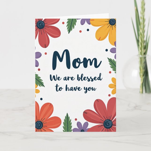 Blessed Mom Floral Art Card (Front)