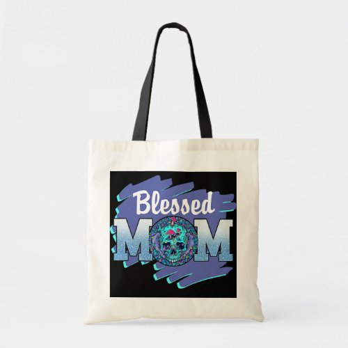 Blessed Mom Leopard Sugar Skull Happy Mothers Tote Bag