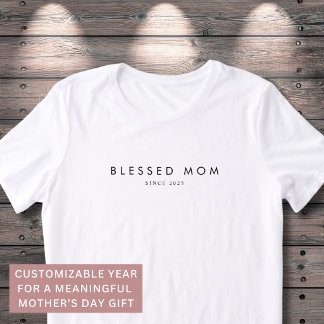 Blessed Mom Modern Mothers Day Custom Year Minimal Tri-Blend Shirt